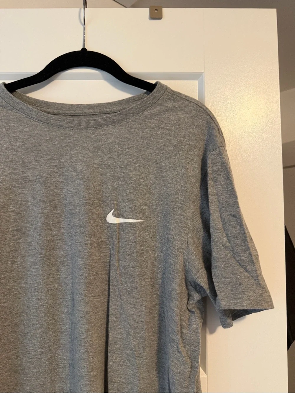 Nike Grey Short-Sleeve Crew Tee with White Swoosh